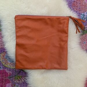 Elegant Orange Leather Clutch
